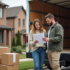 Jeune couple préparant leur déménagement devant un camion