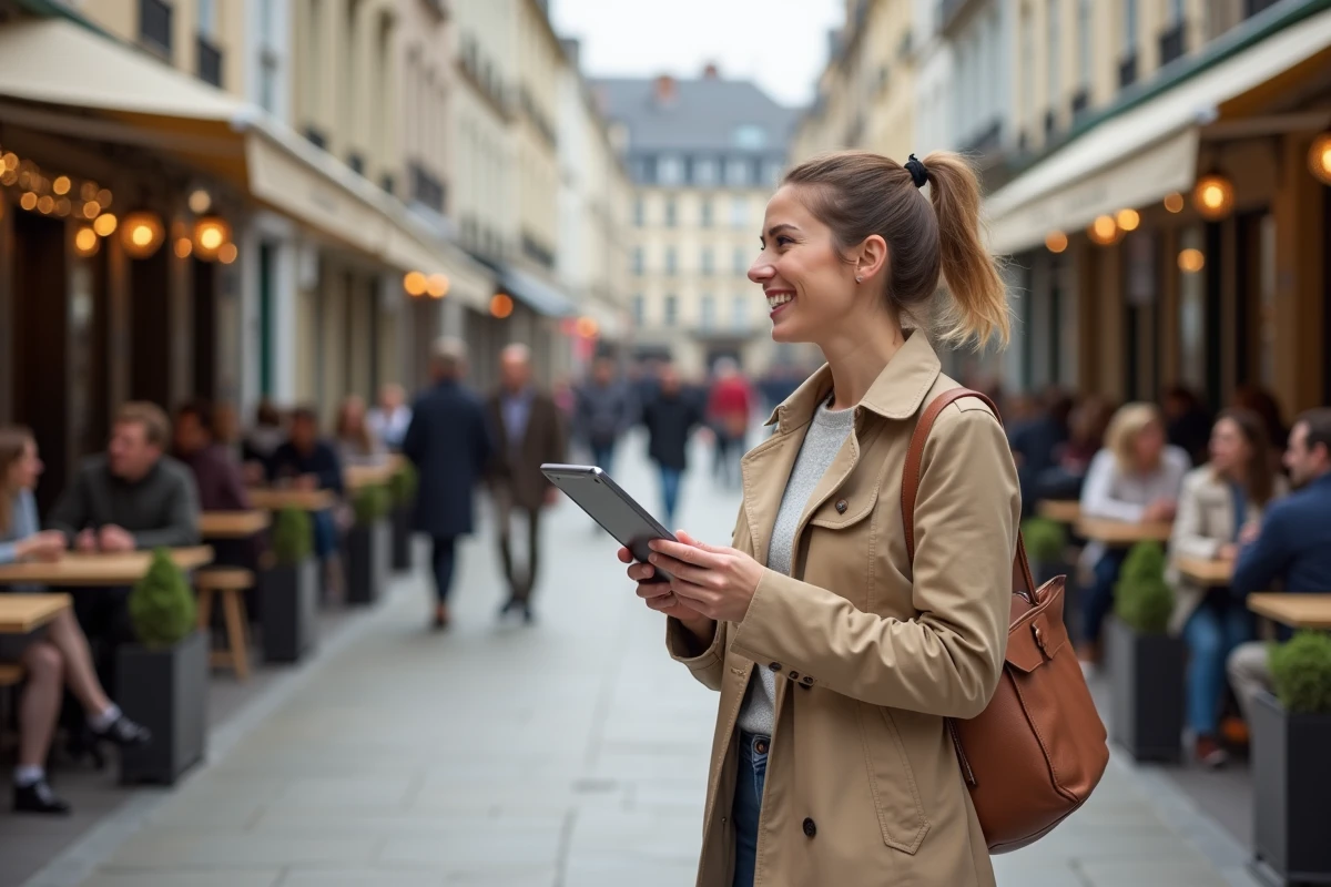 Jeune femme souriante dans un café rénové à Le Havre