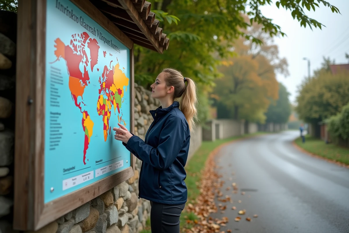 Employe municipale examinant un panneau d