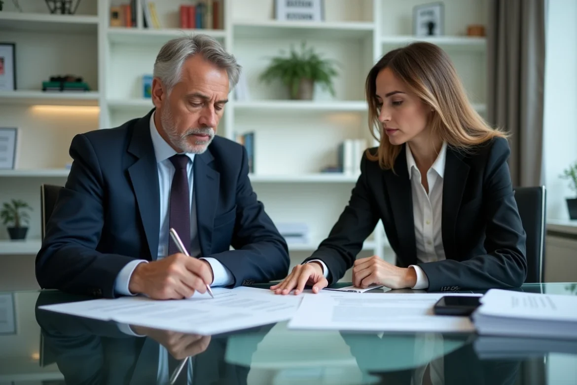Réunion entre propriétaire et locataire autour d'un contrat de bail commercial avec diagnostics obligatoires