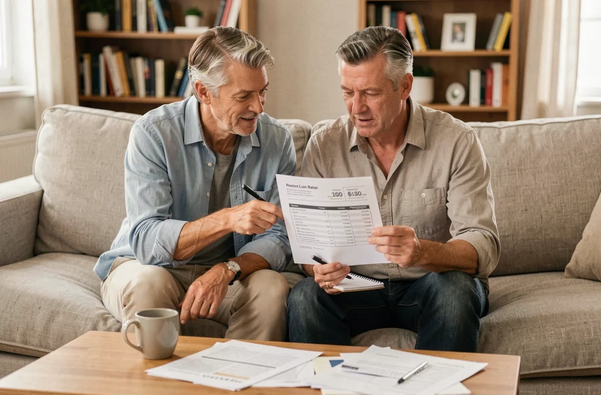 Couple étudiant ensemble un comparatif de taux de crédit immobilier dans leur salon