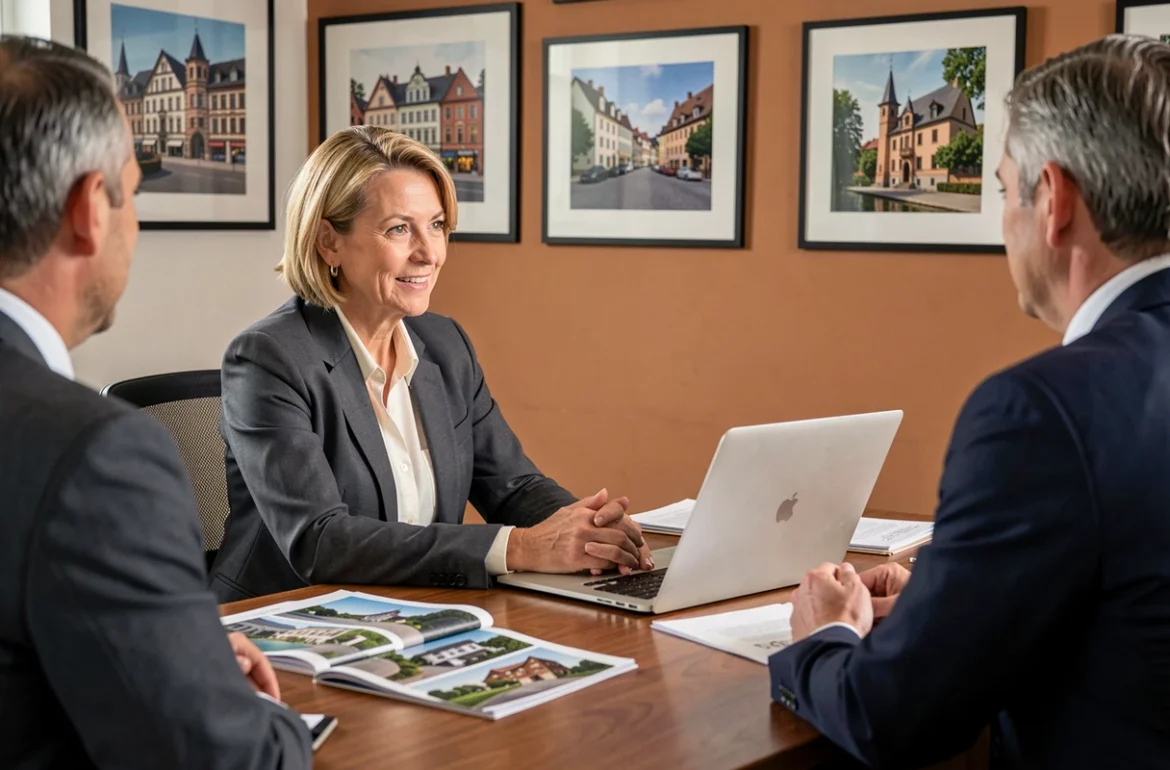 Conseillère de l'Immobilière Rolland lors d'une consultation immobilière dans son bureau à Grenoble